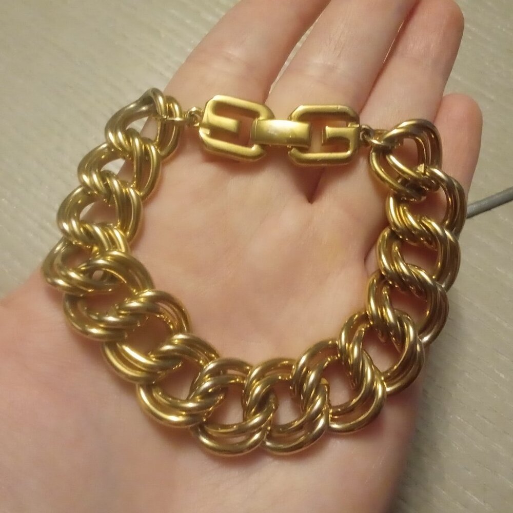 Givenchy Vintage 18k gold-plated Double Chunky Gold Chain Bracelet